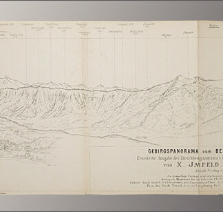 Imfeld, X(aver): - Gebirgspanorama vom Belvedère auf dem Zürichberg. Erweiterte Ausgabe des Zürichbergpanorama's oberhalb der Karolinenburg von Alb(ert) Heim.