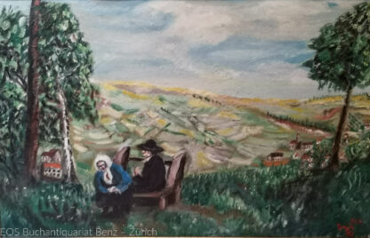 Eckertz, Waldemar (1878–1947): - Landschaft, im Vordergrund zwei Menschen auf einer Bank.