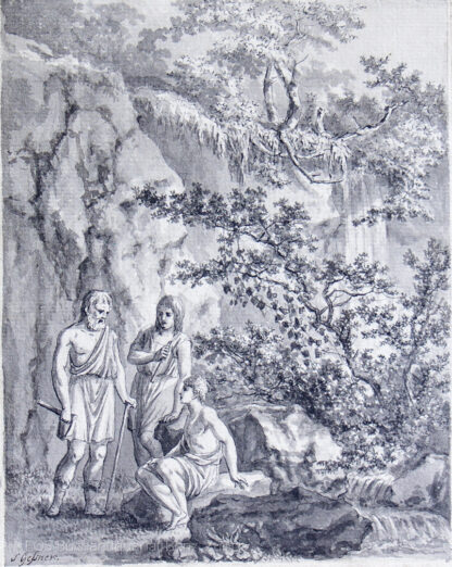 Gessner, Salomon (1730–1788): - Mann und zwei Jünglinge am Bach.