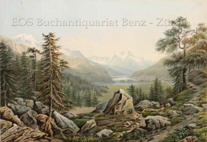 Huber, Caspar Ulrich (1825-1882): - Silvaplana mit See gegen den Piz della Margna.