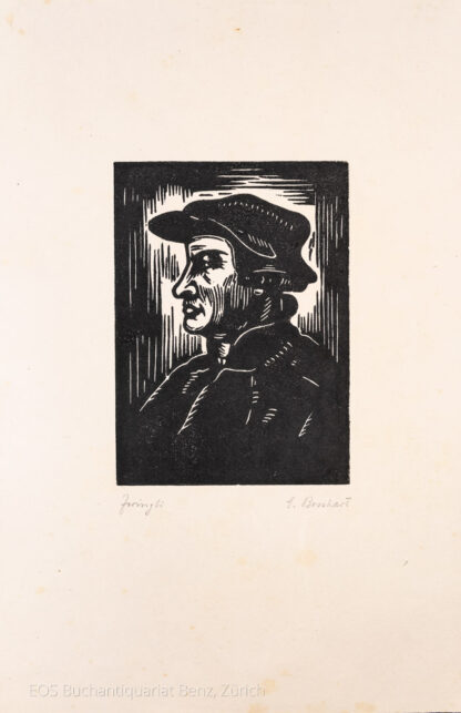 Bosshart, Ernst (1879–1951): - Portrait von Ulrich Zwingli (Brustbild im Profil).