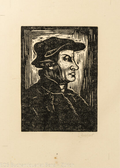 Bosshart, Ernst (1879–1951): - Portrait von Ulrich Zwingli (Brustbild im Profil).